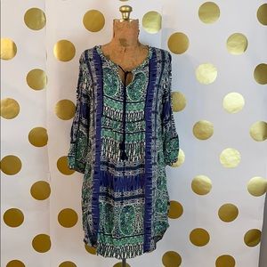 Lucky Brand Patterned Boho Dress Large